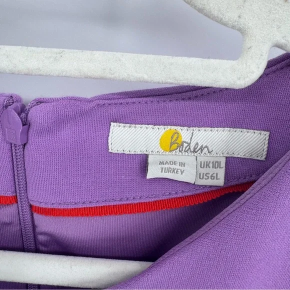 Boden Fit & Flare Midi Dress Purple Navy Blue Color block Ponte Knit Size‎ 6L - Picture 6 of 11